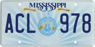 MS license plate ACL978