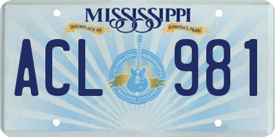 MS license plate ACL981
