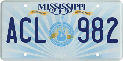 MS license plate ACL982