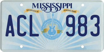 MS license plate ACL983
