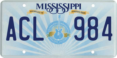 MS license plate ACL984