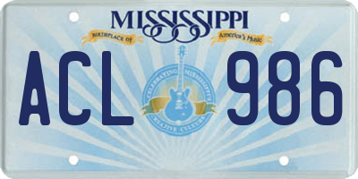 MS license plate ACL986