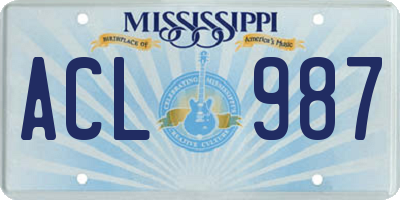 MS license plate ACL987