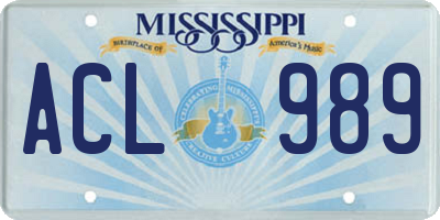 MS license plate ACL989