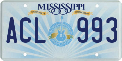 MS license plate ACL993