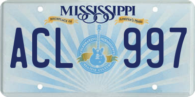 MS license plate ACL997