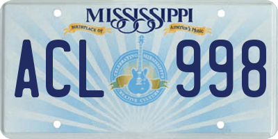 MS license plate ACL998