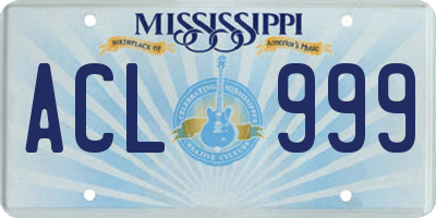 MS license plate ACL999