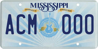 MS license plate ACM000