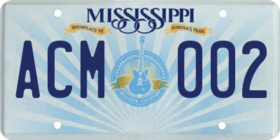 MS license plate ACM002