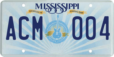 MS license plate ACM004