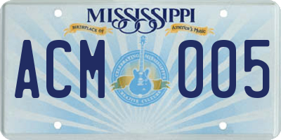 MS license plate ACM005