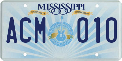 MS license plate ACM010