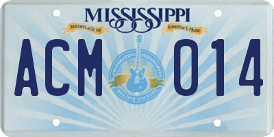 MS license plate ACM014