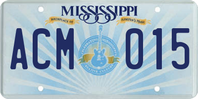 MS license plate ACM015