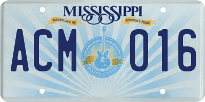 MS license plate ACM016