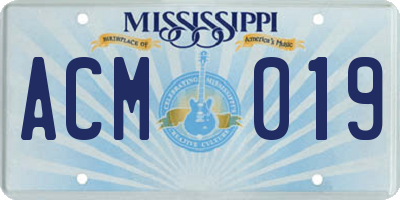 MS license plate ACM019