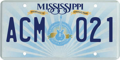 MS license plate ACM021