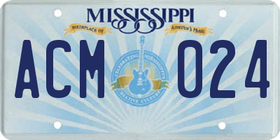 MS license plate ACM024