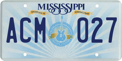 MS license plate ACM027