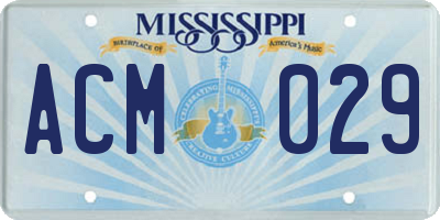 MS license plate ACM029