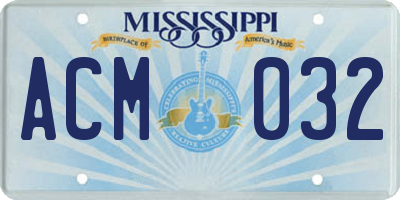 MS license plate ACM032