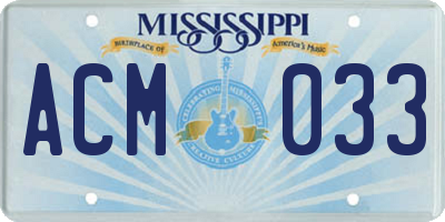 MS license plate ACM033