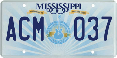 MS license plate ACM037