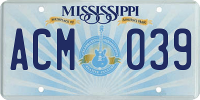 MS license plate ACM039