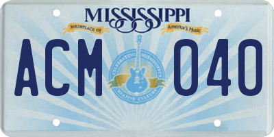 MS license plate ACM040