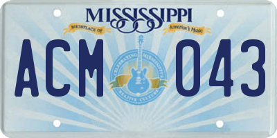 MS license plate ACM043