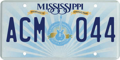 MS license plate ACM044