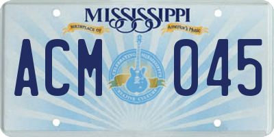 MS license plate ACM045
