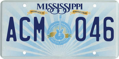 MS license plate ACM046