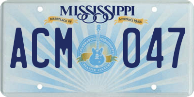 MS license plate ACM047