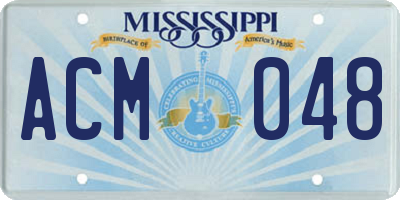 MS license plate ACM048