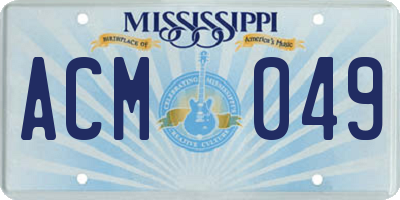 MS license plate ACM049