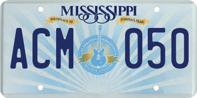 MS license plate ACM050
