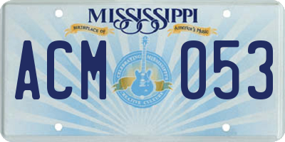 MS license plate ACM053