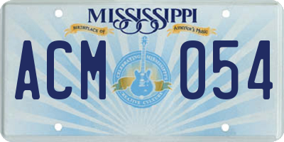 MS license plate ACM054