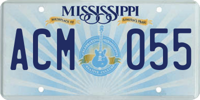 MS license plate ACM055