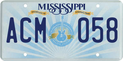 MS license plate ACM058