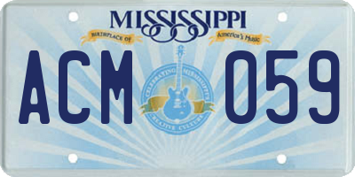 MS license plate ACM059