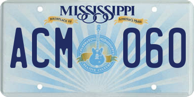MS license plate ACM060