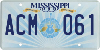 MS license plate ACM061