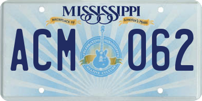 MS license plate ACM062