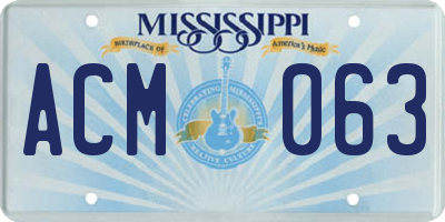MS license plate ACM063