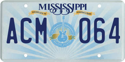 MS license plate ACM064