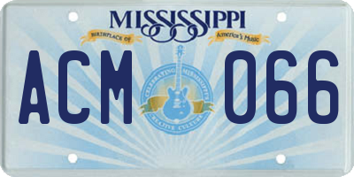 MS license plate ACM066