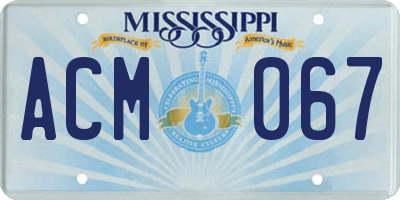 MS license plate ACM067